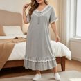 thumbnail image 2 of Stamzod Long Nightgowns for Women Plus Size Fashion Cute Lace Ruffled Versatile Night Gown Casual Loose Short Sleeve Pajama Dress XXXXL, 2 of 6