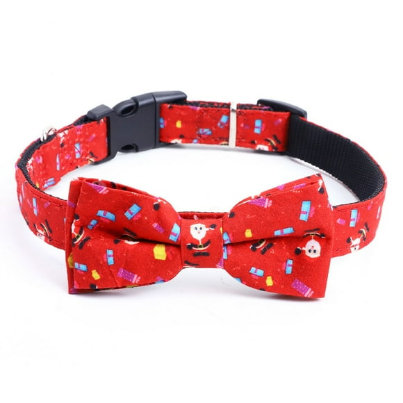 TIMIFIS Cat Dog Christmas Outfit Dog Cat Collar Christmas Pet Breathable Dress Up Bow Adjustable Cute Collar