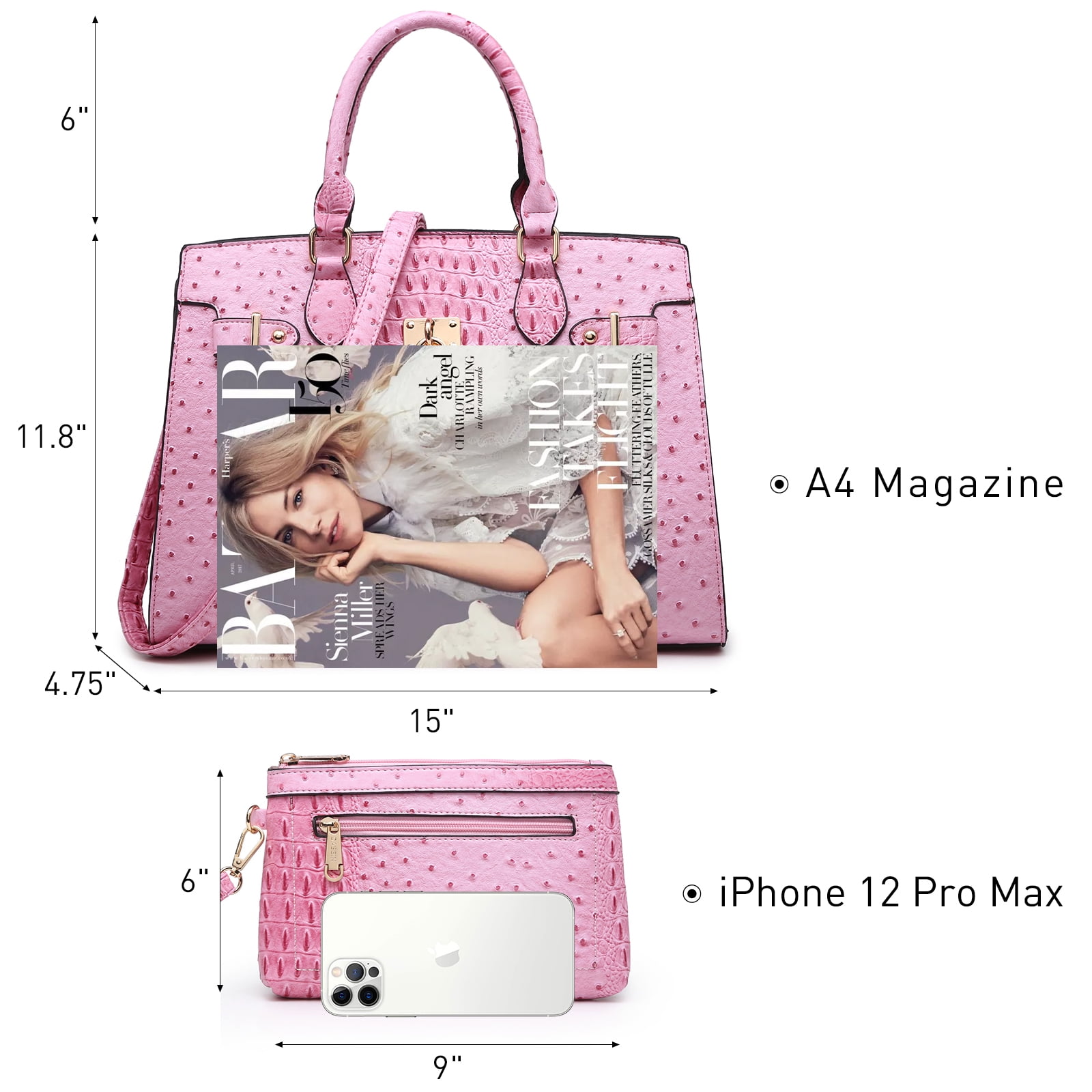 Dasein Women Handbags and Purses Ladies Shoulder Bag Top Handle Satchel Tote Work Bag with Matching Clutch