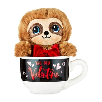 Way to Celebrate!&nbsp;Valentine’s Day Plush Toy in Teacher Mug Gift Set, Sloth ​​