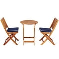 thumbnail image 6 of Gymax 3PCS Folding Patio Conversation Set Acacia Wood Bistro Set w/ Cushions, 6 of 10