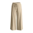 thumbnail image 5 of Women's Soft Drawstring Wide Leg Pants, Casual Solid Color Pull On Trousers, Harem Joggers with Functional Pockets, Summer Lightweight Breathable for Work Vacation | TruBelle,Beige L, 5 of 9