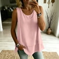 thumbnail image 2 of TGSLY Women's Crew Neck Double Layer Chiffon Tank Tops Flare Hem Swing Sleeveless Tunic Shirt Loose Flowy A-Line Fit Solid Color Blouse XXL, 2 of 9