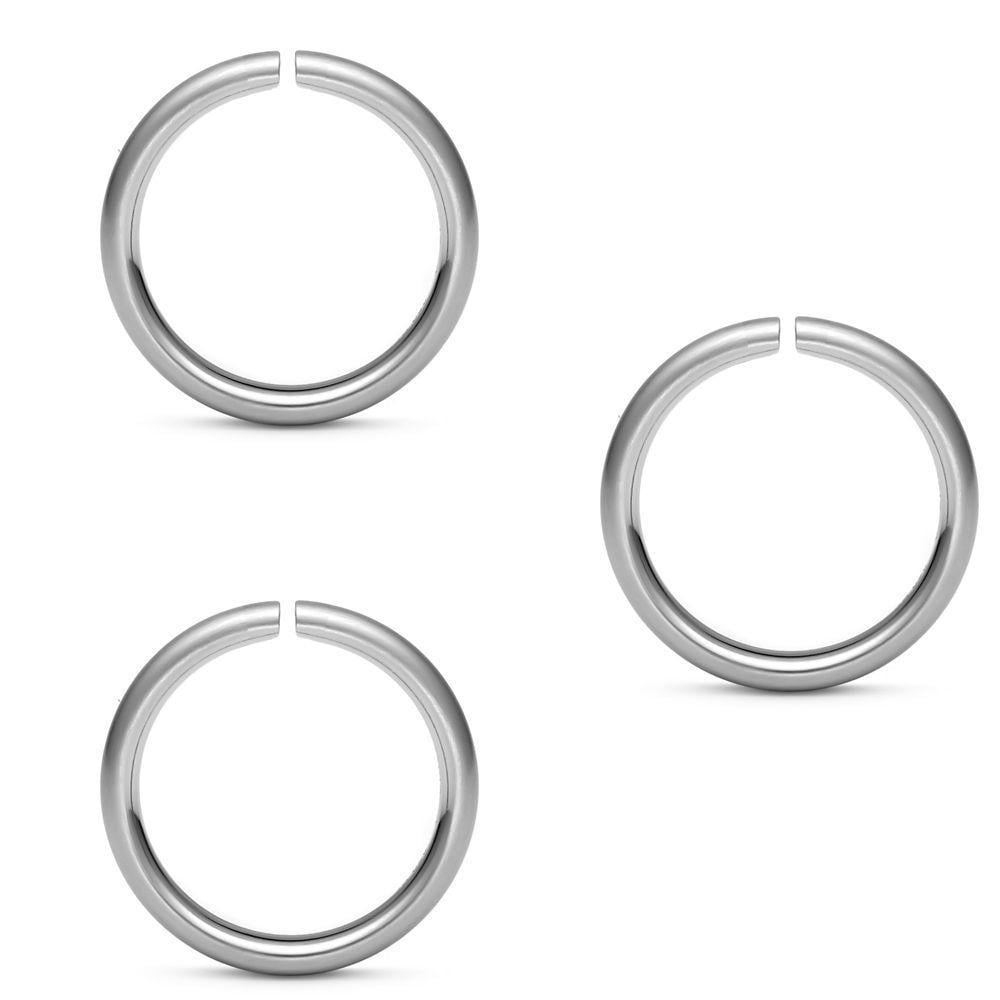 Nose Hoop Rings 20g 1/4" 6mm Surgical Steel Pack Of 3