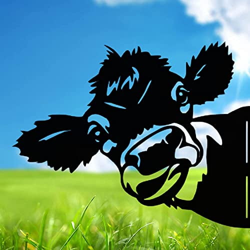 Peeping Cow Metal Art Farm, Metal Animal Garden Decoration Farm Garden