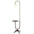 thumbnail image 2 of Modern Floor Lamp with Shelves,Wood Shelf End Table Floor Lamp with Spherical Lampshade for Living Room Dining Room Walnut, 2 of 9