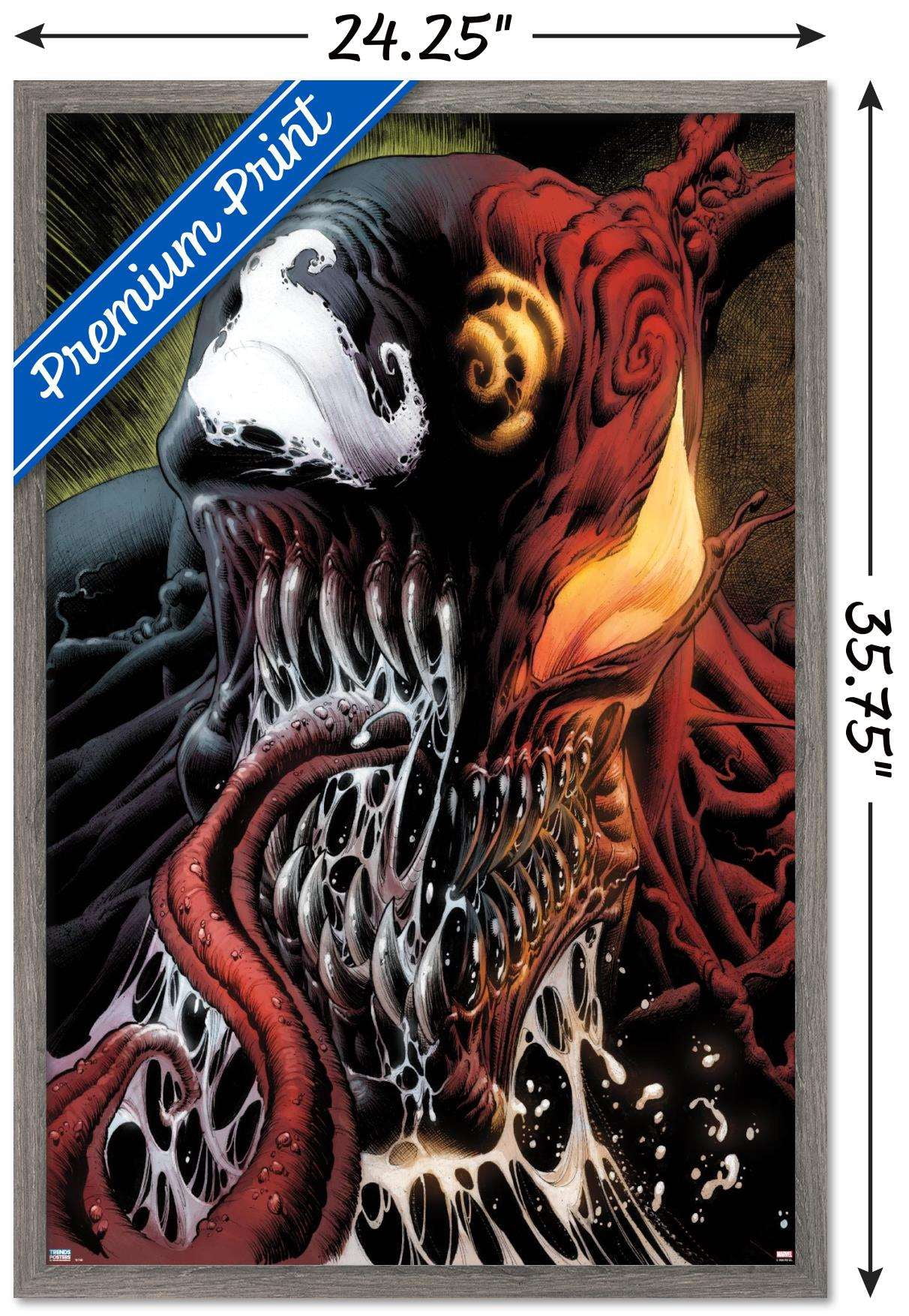 Marvel Comics - Carnage - Face Split with Venom Wall Poster, 22.375" x 34", Framed