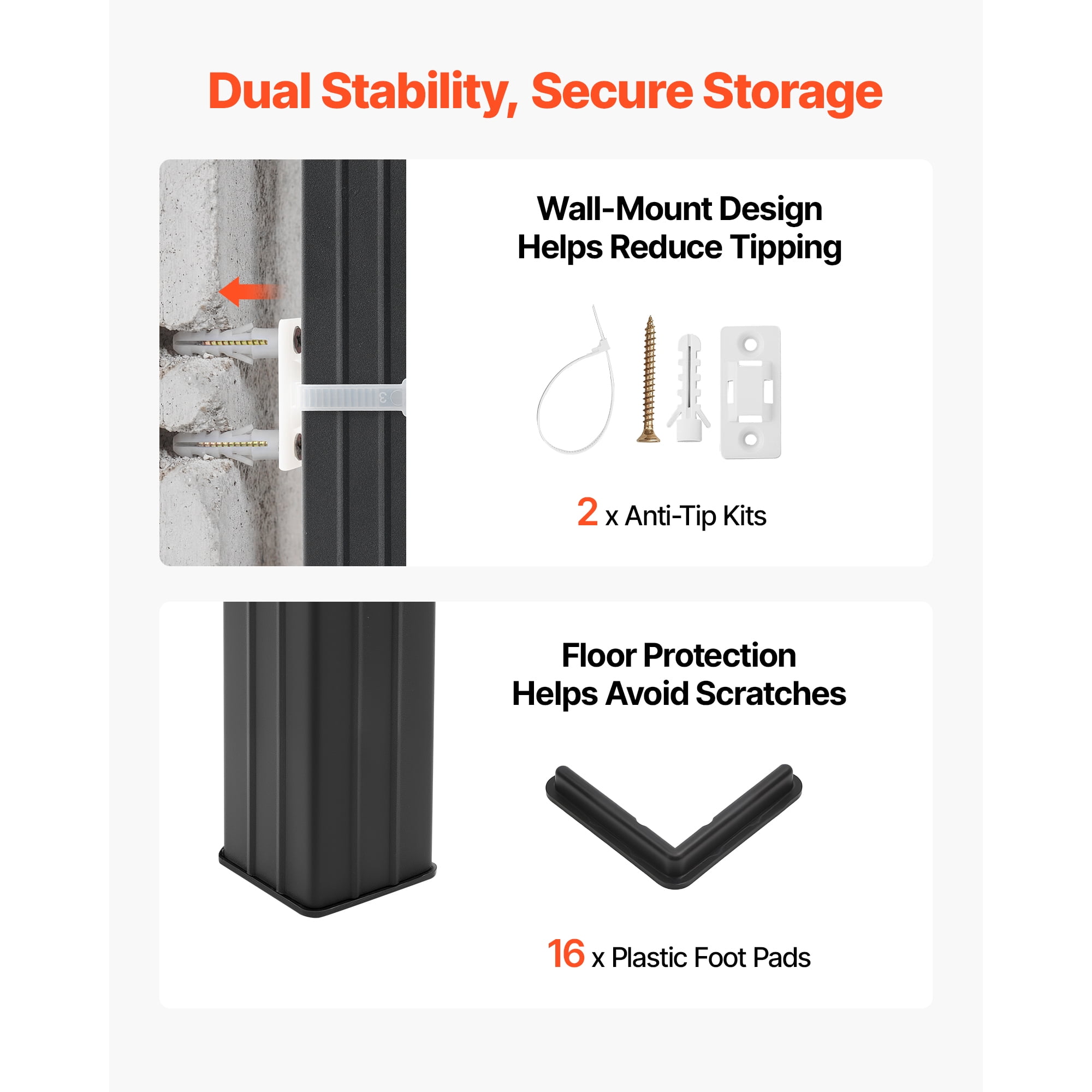KFFKFF 5-Tier Adjustable Storage Shelves, 3000 lbs Capacity, Heavy-Duty Metal Utility Rack for Garage, Warehouse, Basement, or Kitchen, 40.55" W x 18.31" D x 71.38" H