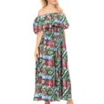 thumbnail image 4 of Sakkas Buhle Ruffle Off-shoulder Long Dress Wax African Ankara Dutch Print - 37-Multi - One Size Regular, 4 of 5