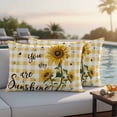 thumbnail image 2 of Outdoor Pillow Cover Sunflower Leaves Set of 2 Waterproof Throw Pillowcases Spring Floral Yellow Plaid Decorative Patio Furniture Pillows for Couch Garden Indoor & Outdoor Use, 2 of 9