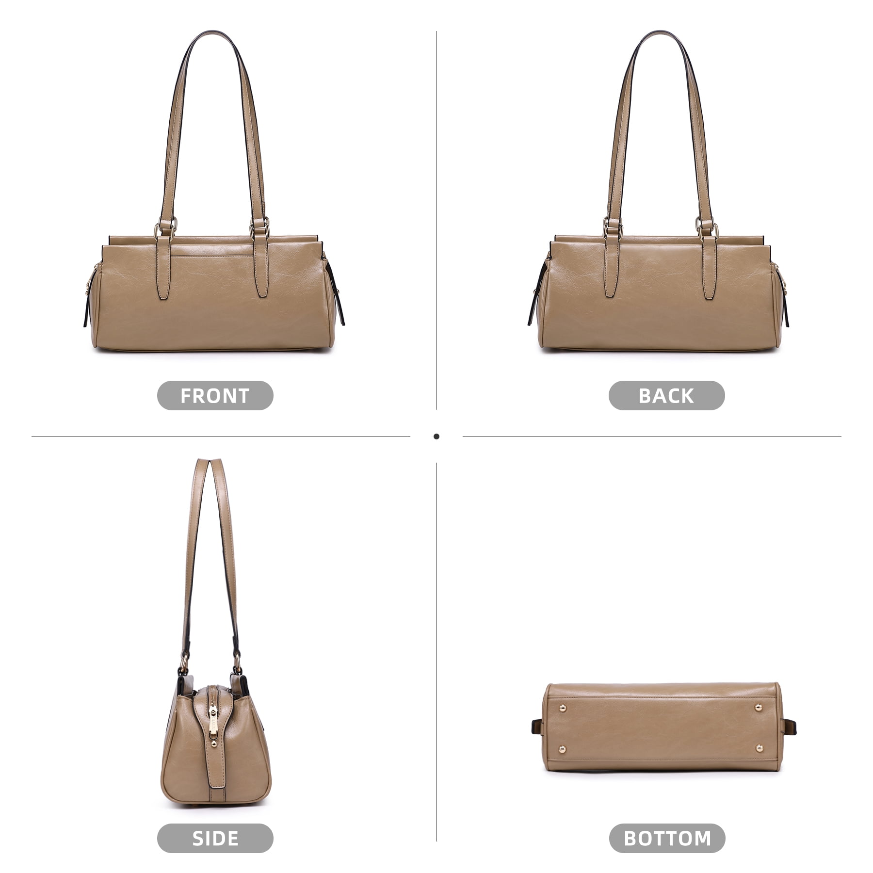 Dasein Hobo Bags for Women Soft Vegan Leather Shoulder Handbags Purses with 3 Compartments, Multi Pockets