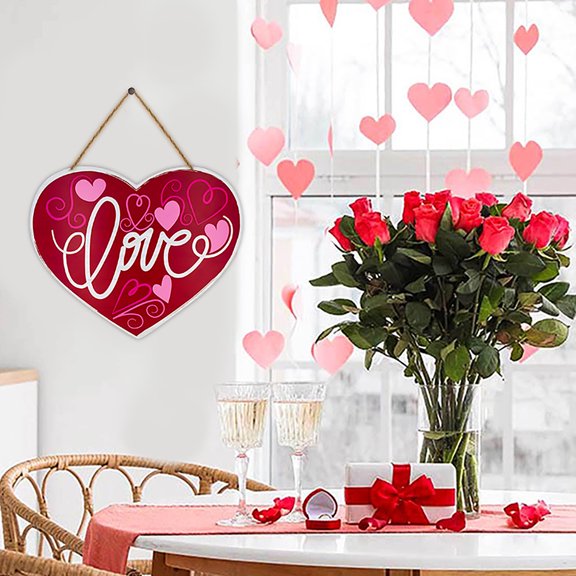 Mrzhqd The Of Valentine'S Day With This Exquisite Wooden Hanging Plaque: A Symbolic Of Your Love Valentines Day Decor Gift