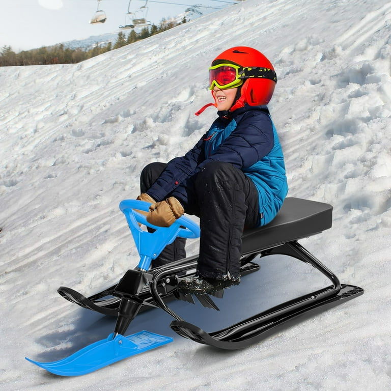 【限定セール！】 with Sled Racer Snow Metal Costway Steering Brakes and Wheel チャーム