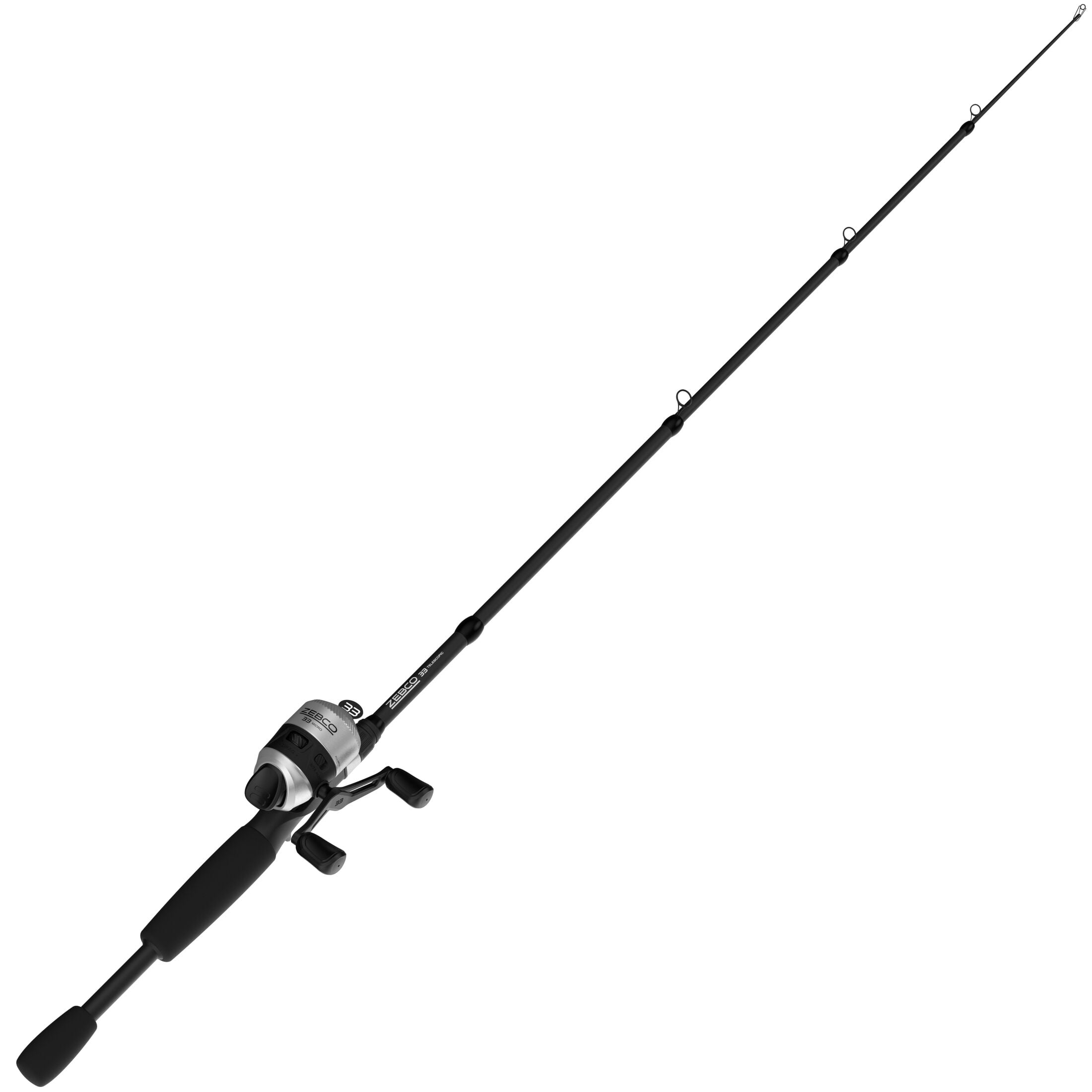 Zebco 33 Micro Spincast Reel and Telescopic Fishing Rod Combo, Extendable 19-Inch to 5-Foot Rod, Size 10 Reel, Silver/Black