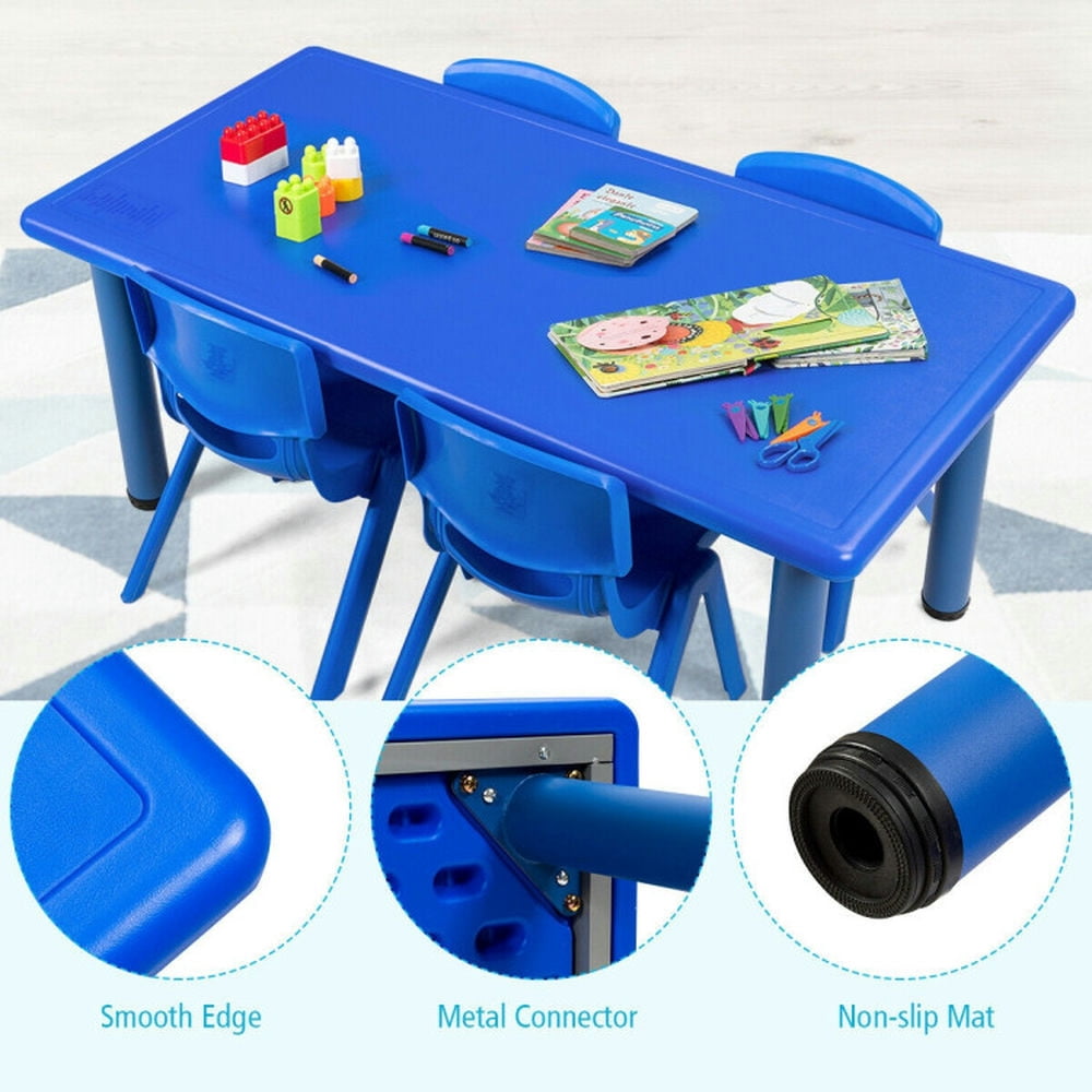 Spaco Kids Plastic Rectangular Learn and Play Table-Blue, Toddler Table and Chair Set for Arts & Crafts, Snack Time, Homeschooling, Homework