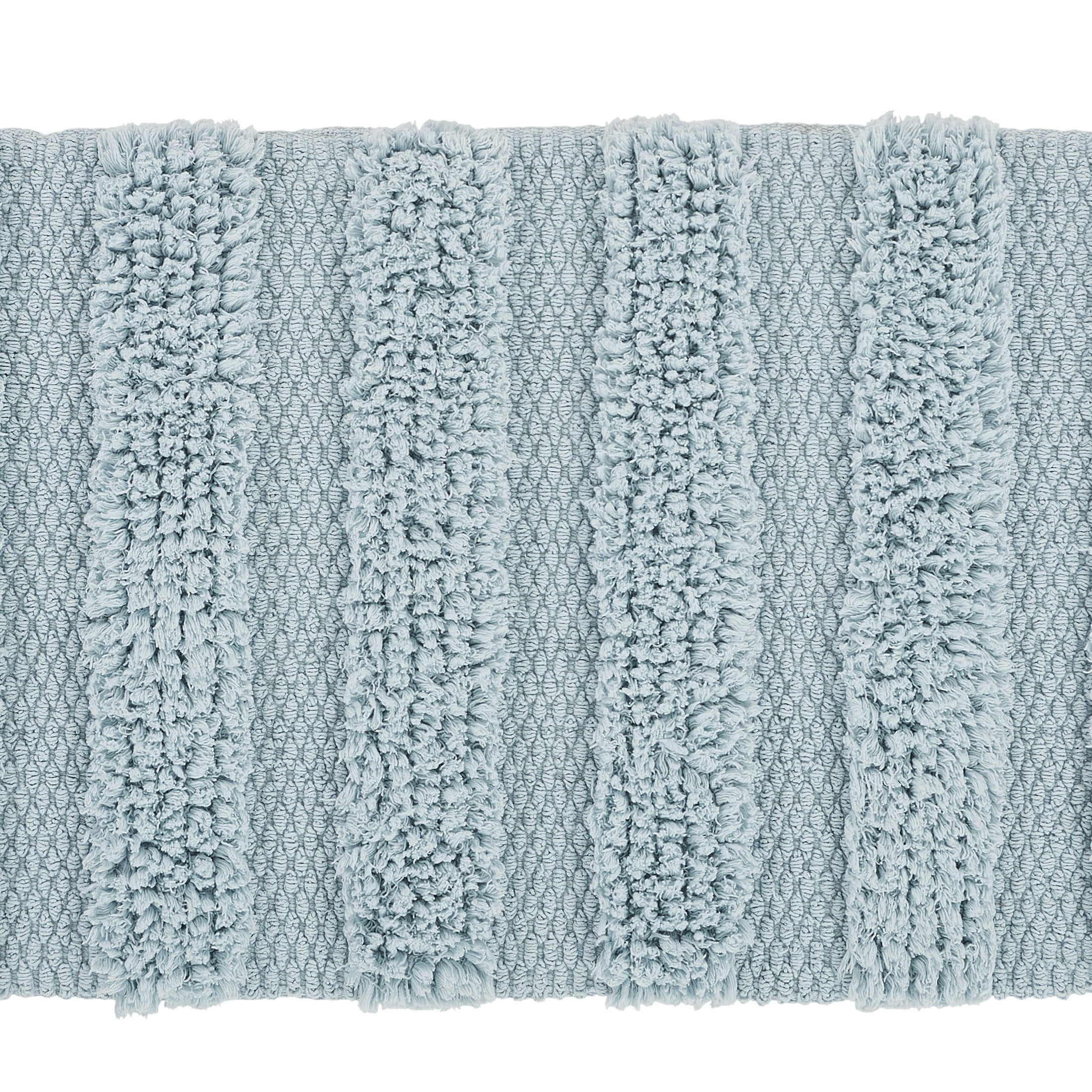 VCNY Home Savannah Fringe Blue Stripe Cotton Blend Bath Runner Rug, 24" x 60"