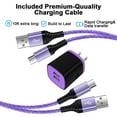 thumbnail image 2 of USB Wall Charger Block, Hootek 2.1A Dual Port USB Charger Block with 2Pack Android Charging Cord Type C Cable USB C Charging Cables 10ft USB Brick Charger Box Fast Charging Block for Samsung, Purple, 2 of 7