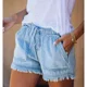 thumbnail image 4 of Summer Women's Wholesale Price Loose Straight Leg Denim Shorts Ruffled Large Pockets Casual Commuting Daily Foe Women, 4 of 5