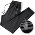 thumbnail image 2 of XIYON Men's Casual Pants And Ice Silk Mesh Breathable Men Drawstring Waistband Zipper Pocket Foot Binding Elastic Sports Pants Trousers Relaxed Fit, 2 of 4