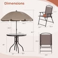 thumbnail image 3 of Arlopu 6pcs Outdoor Patio Dining Set, Patio Table & 4 Folding Textilene Chairs & 65″ Umbrella for Poolside Backyard Garden, Brown, 3 of 10