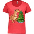 thumbnail image 3 of Inktastic Tyrannosaurus Rex Decorating Christmas Tree Women's Plus Size T-Shirt, 3 of 5