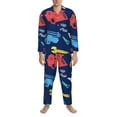 thumbnail image 4 of Kll Colorful Excavator Sleepwear Mens Flannel Pajamas,Long Cotton Pj Set, 4 of 9