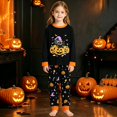 thumbnail image 2 of Kids Halloween Pajamas Size 4-5 Years Childrens Pumpkin Nightwear Long Sleeve Top and Pants Soft Comfort Pjs for Girls Black, 2 of 4