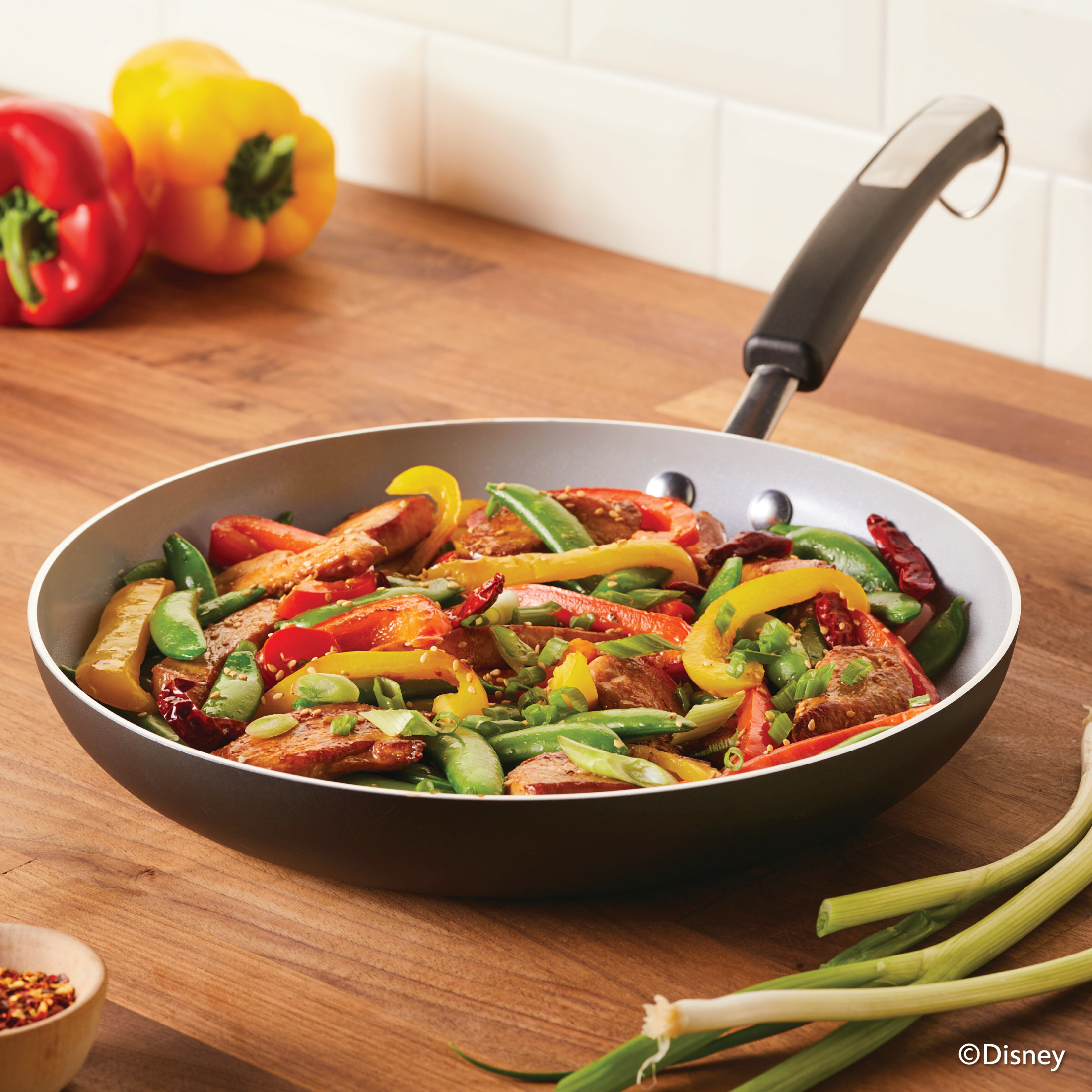 Farberware Disney Monochrome 11 Inch Ceramic Nonstick Fry Pan, Dishwasher Safe, Black