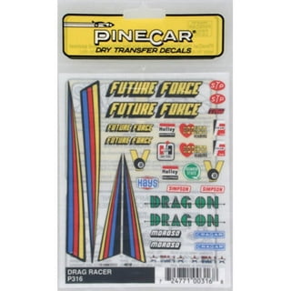 PineCar Dry Transfer Decals for Pinewood Derby Cars: Stripes & Flames, 4 x  5 in