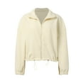 thumbnail image 5 of Lixiuxyad Casual Loose Zip Up Hoodie Women Oversized Sweatshirt Fleece Cropped Jacket Trendy Fleece Jacket Workout Coat Yellow, 5 of 5