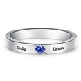 thumbnail image 4 of 925 Sterling Silver Womens Rings Personalized Birthstone Promise Ring Custom Made with Name Simulated Birthstones Engagement Couple Rings, 4 of 5