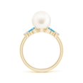 thumbnail image 2 of ANGARA Freshwater Cultured Pearl & Swiss Blue Topaz Butterfly Ring in 14K Yellow Gold for Women | June Birthstone, Birthday, Anniversary, Jewelry Gift for Women | Pearl Ring, 2 of 8