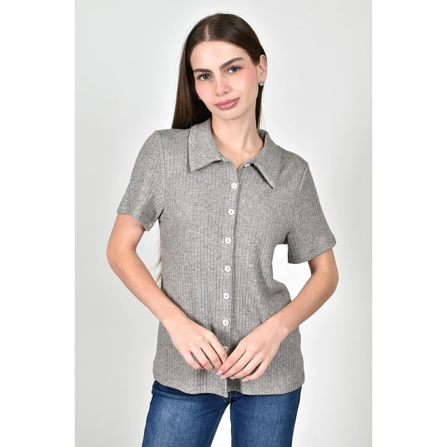Blusa tejida con botones Roman Fashion /Juvenil, 231 (Gris) gris M