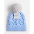 thumbnail image 4 of Scenario Women's Cable Knit Pom Beanie, Polished Blue, 4 of 4