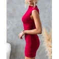 thumbnail image 2 of Vestido OWIN ajustado fruncido de verano sin mangas rojo para mujer, 2 of 5