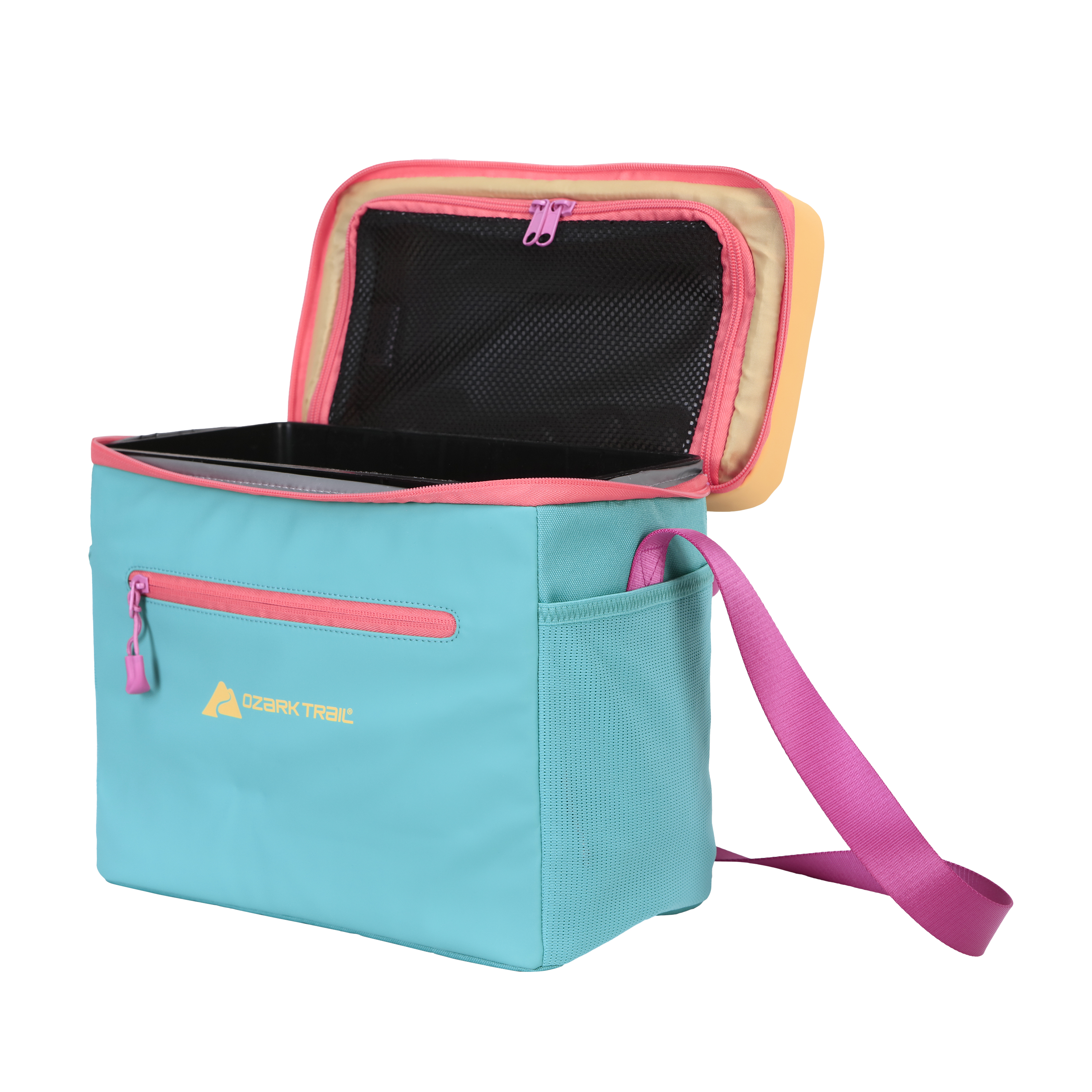 Enfriador lateral suave con forro rígido removible, capacidad de 12 latas y 8 cuartos, colección Summer Vibes, verde/amarillo 5