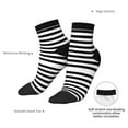thumbnail image 5 of Women's Men's Black And White Stripe Lightweight Ventilation Quarter Ankle Socks, 5 of 7