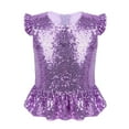 thumbnail image 3 of Aislor Kids Girls Mermaid Outfits Short Flutter Sleeves Sparkly Sequins Top for Halloween Carnival Theme Party, 3 of 7