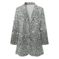 thumbnail image 5 of sususu Womens Blazers Casual,Velvet Blazer Women,Elegant Sequin Printed formal Business Jacket with Long Sleeves and Lapels - Silver, 5 of 5
