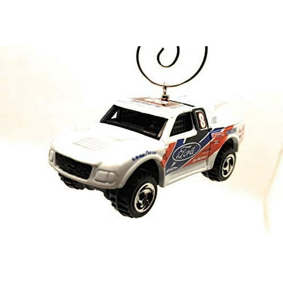 Ford Baja Race Truck Christmas Ornament 1:64 White