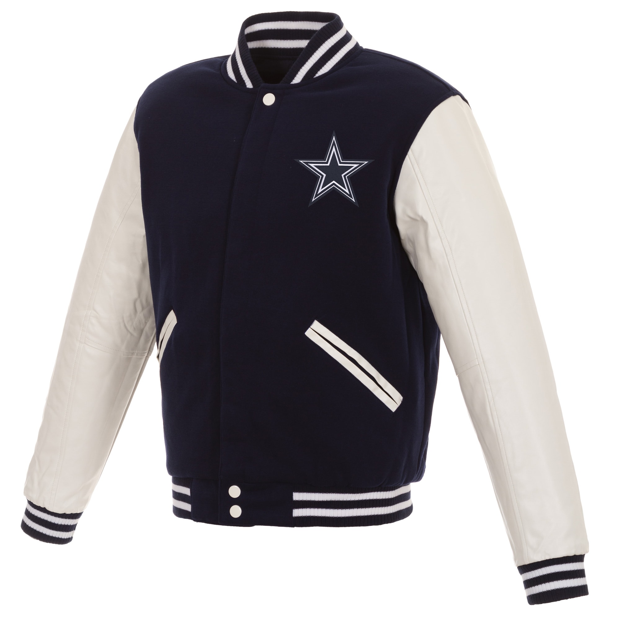 As Is Officially Licensed NFL Men's Faux Leather Varsity Jacket Dallas Cowboys / L