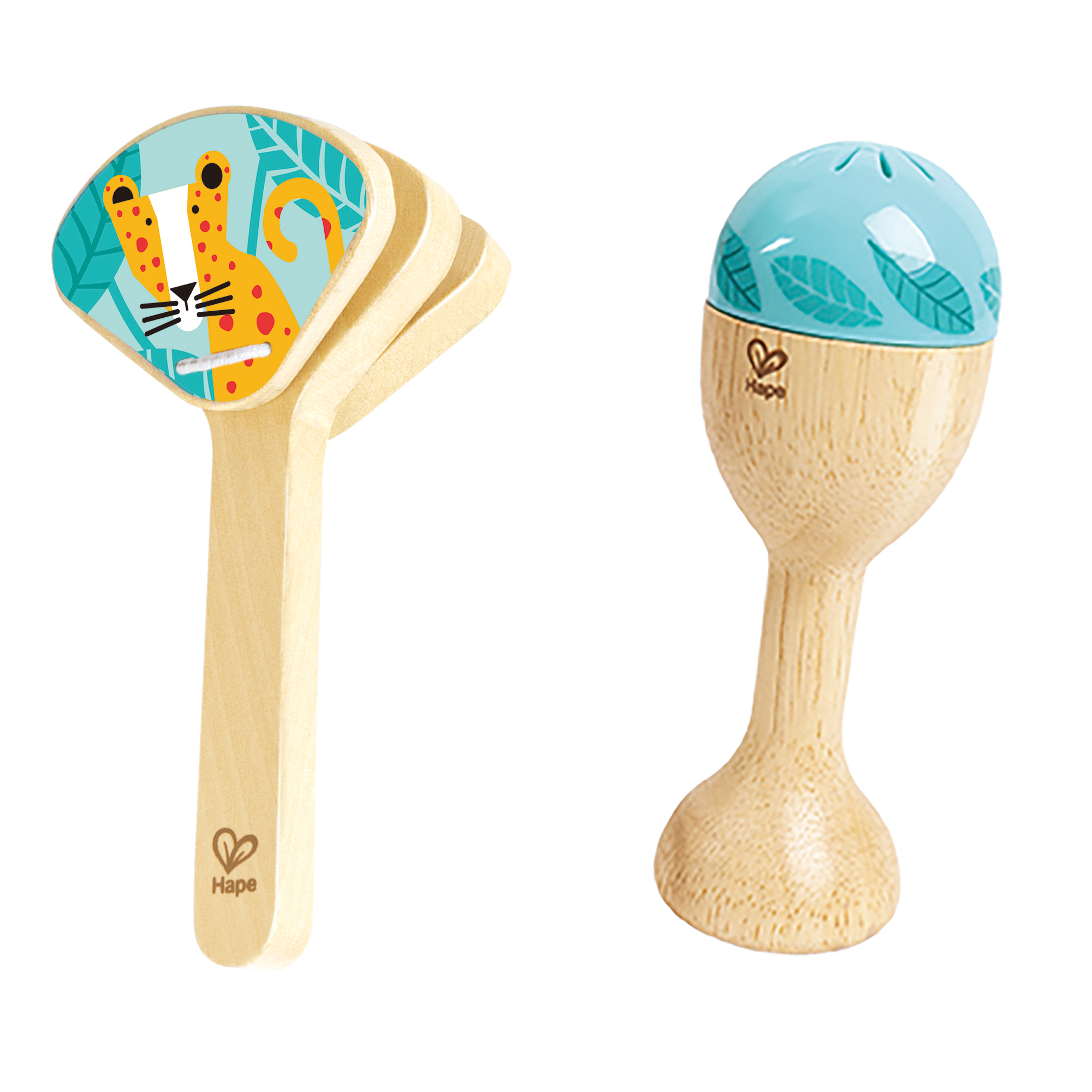 Hape: 4-In-1 Ukulele Set - 4pc Wooden Instrument Playset, Percussions Music Toys, Ukulele, Maraca, Castanet, Tambourine, Nature Design, Kids Ages 3+