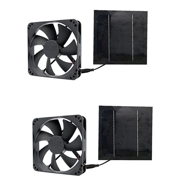 Kit de 2 extractores de aire solares de 20 W y 6 pulgadas, miniventilador alimentado por panel solar para perros y gallinas, como se muestra, como se muestra