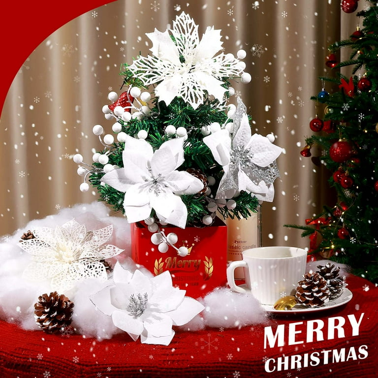 Ayieyill 56Pcs Poinsettia Christmas Flowers Decorations Christmas