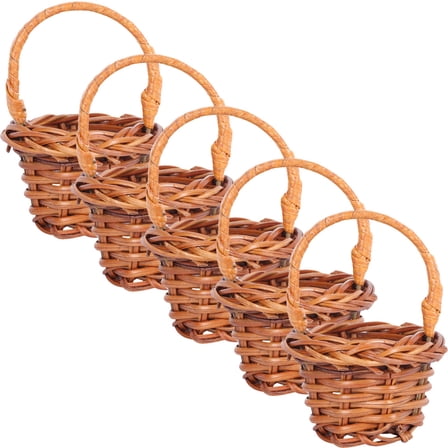 BESTOYARD 5Pcs Small Coffee Rattan Woven Baskets for Home Decor and Multi-Purpose Storage