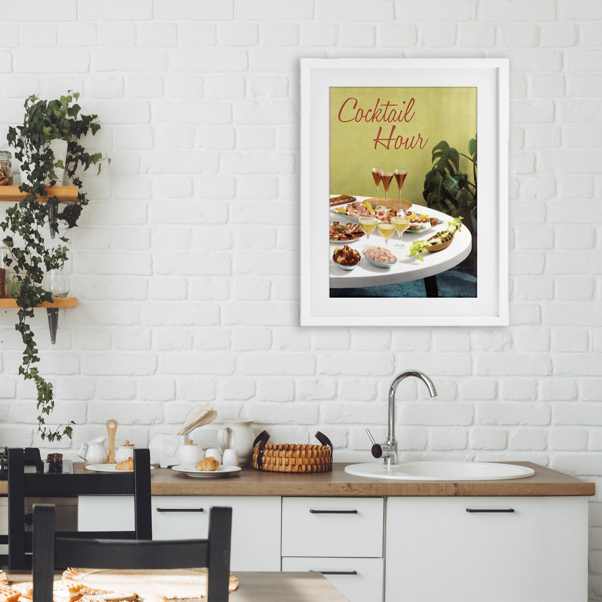 Stupell Industries Cocktail Hour Table Spread White Framed Print Under Glass, design by Tim Wright