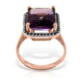 thumbnail image 2 of Galaxy Gold 14K Solid Rose Gold Ring with Natural Black Diamonds and Amethyst, Size 6.5, 5.5-11 Sizes, February Birthstone, Symbol of Serenity, 2 of 4