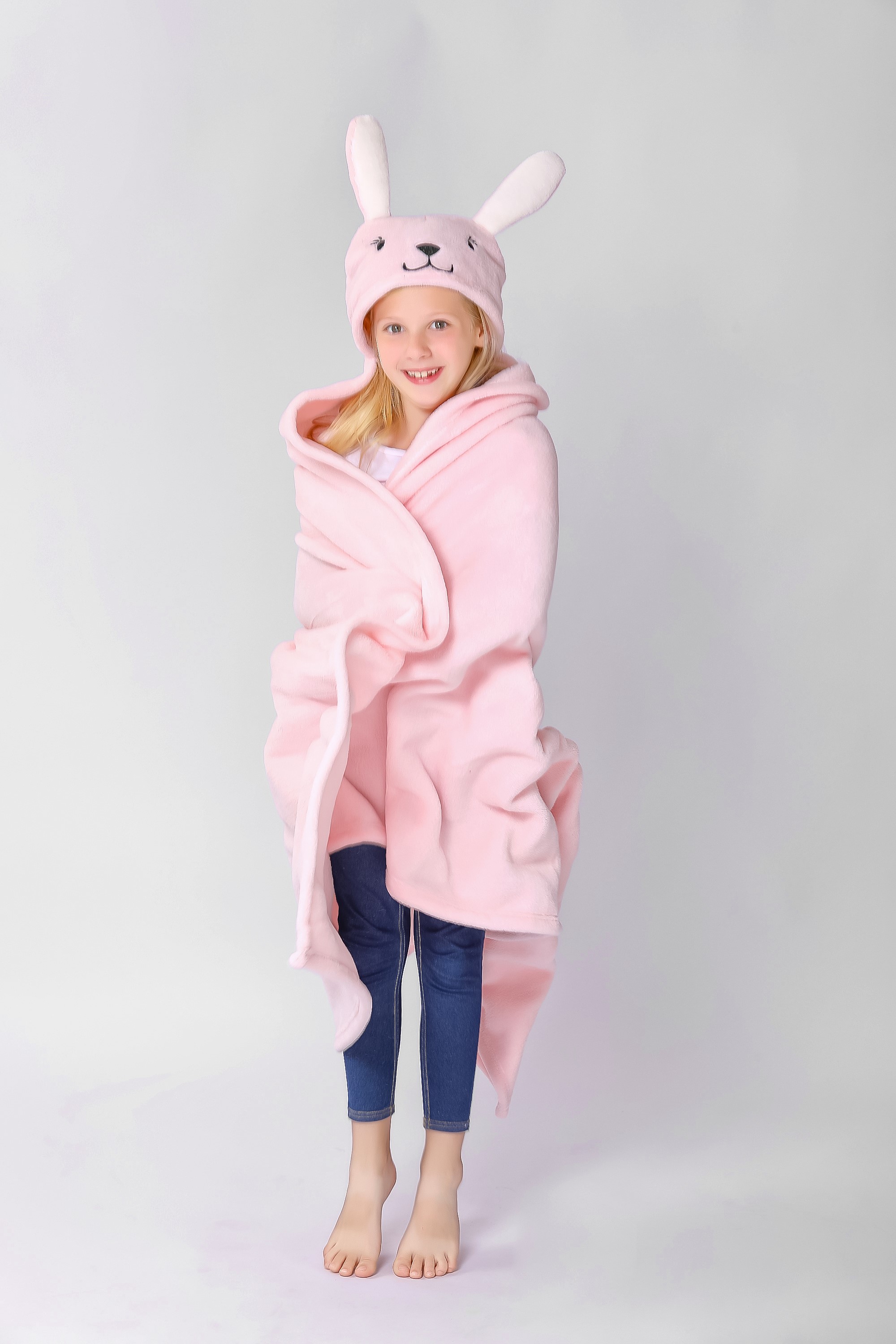 Pink Bunny Hooded Throw for Kids by Down Home - image 2 of 2