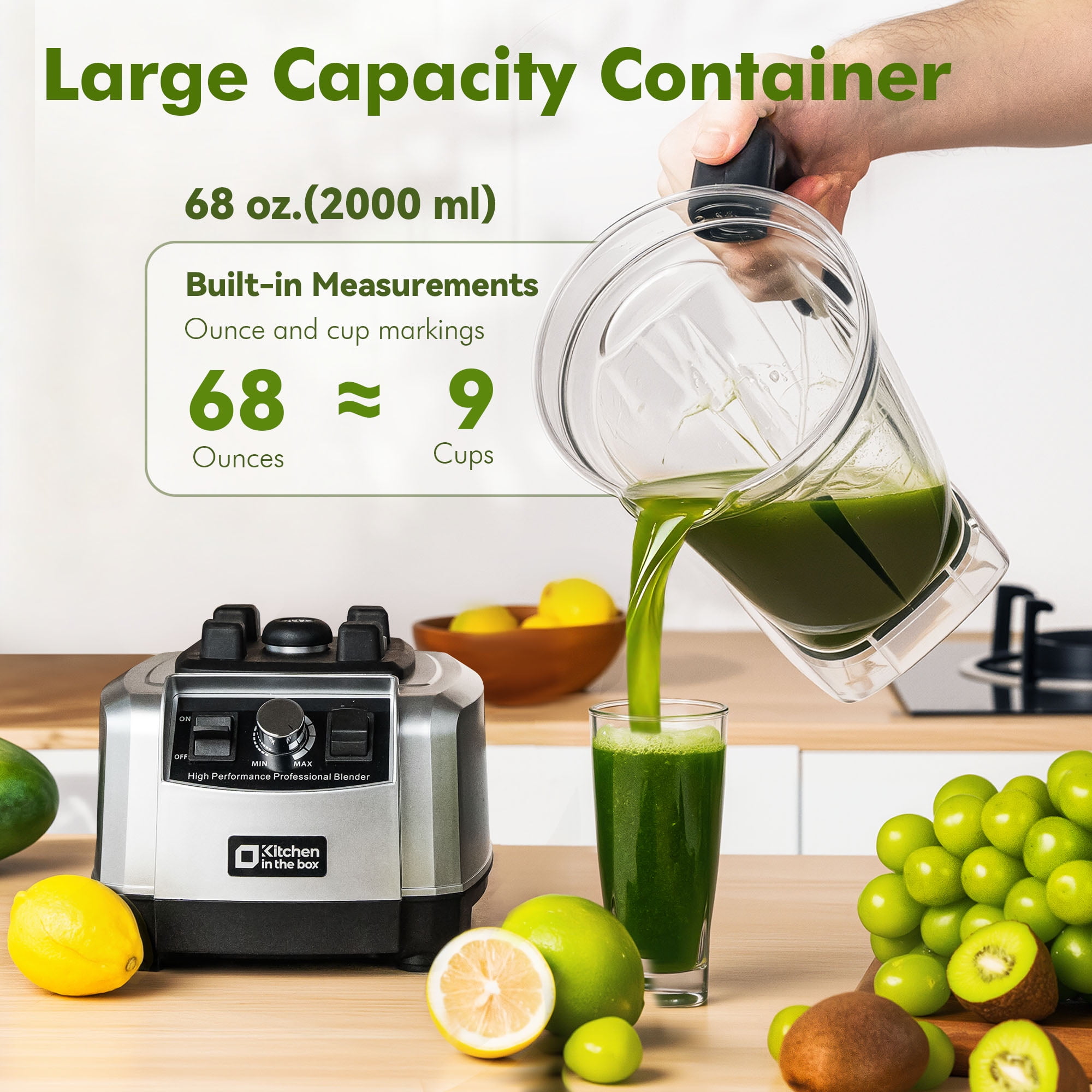 Kitchen in the box 68 oz High-Power Countertop Blender, 1450W (2
