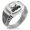 Silver, variant on Stainless Steel Biohazard Death Skull CZ Ribbed Needle Stripe Pattern Biker Style Polished Ring